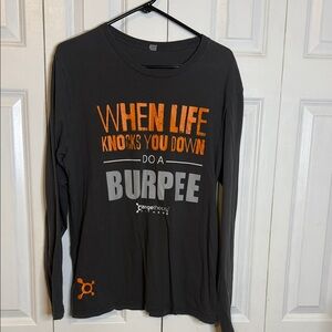 Orangetheory Black Long Sleeve Tee with Orange and Gray Text